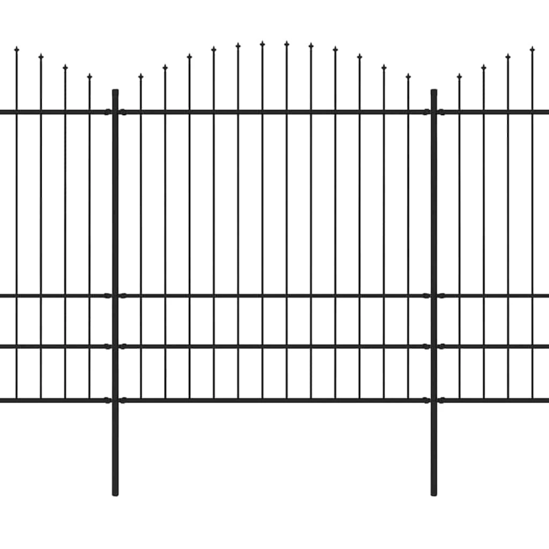 vidaXL dārza žogs ar šķēpu galiem, tērauds, 1248x200 cm, melns