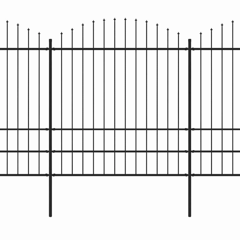 vidaXL dārza žogs ar šķēpu galiem, tērauds, 1603,5x200 cm, melns