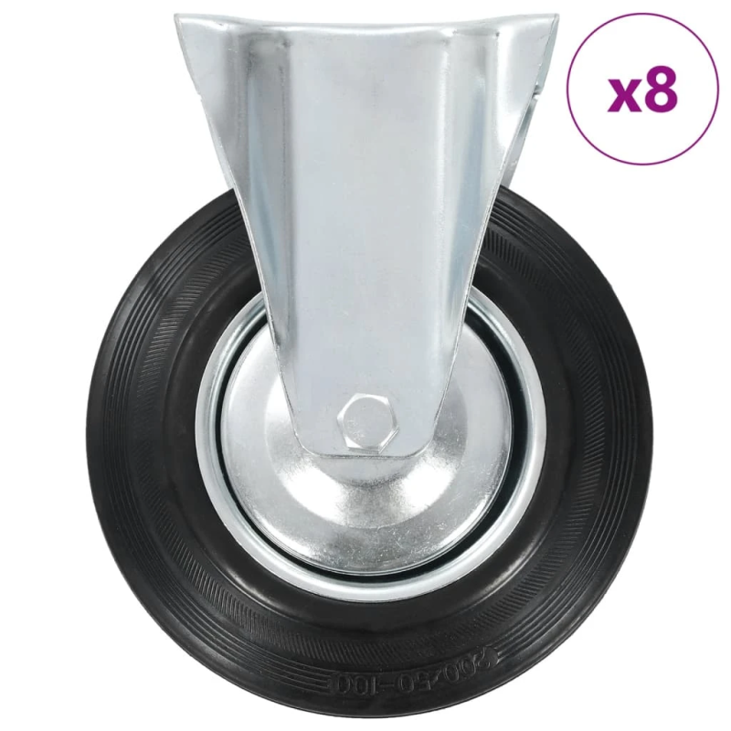 vidaXL fiksēti ritenīši, 8 gab., 200 mm