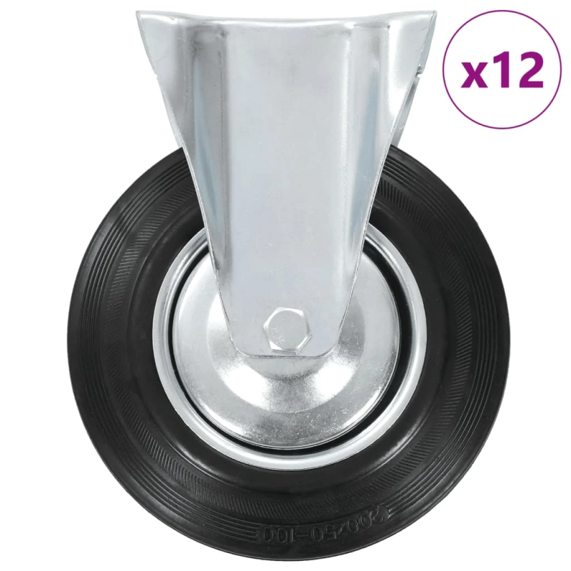 vidaXL fiksēti ritenīši, 12 gab., 200 mm