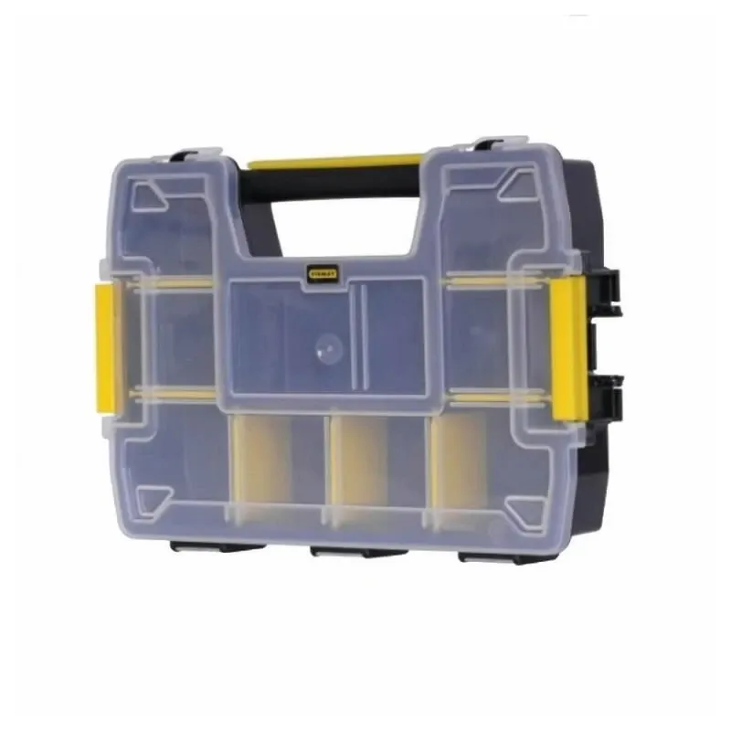 Instrumentu kaste Stanley, 29.5 cm x 21.5 cm x 6.5 cm, caurspīdīga krās.-melna krās.-dzeltena krās.