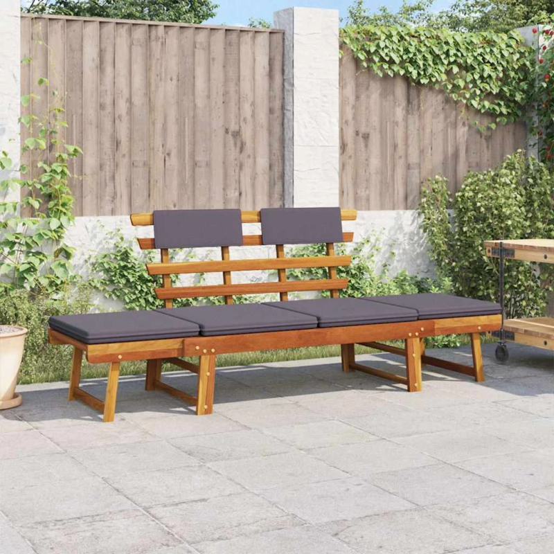 vidaXL dārza sols ar spilveniem, 190 cm, akācijas masīvkoks