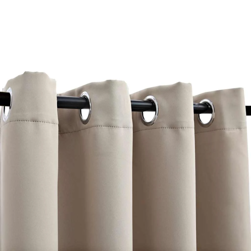 vidaXL biezie aizkari ar metāla riņķiem, 2 gab., bēši, 140x245 cm