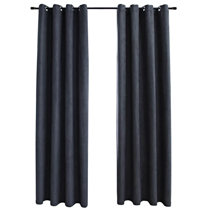 vidaXL biezie aizkari ar riņķiem, 2 gab., antracītpelēki, 140x225 cm