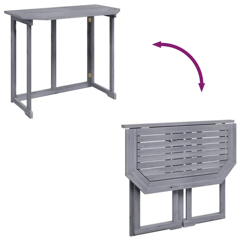 vidaXL saliekams balkona galds, 90x50x74 cm, akācijas masīvkoks