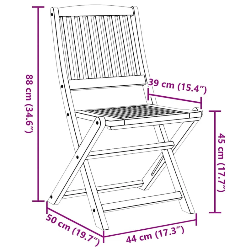vidaXL saliekami dārza krēsli, 4 gab., akācijas masīvkoks