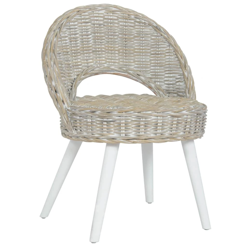 vidaXL atpūtas krēsls, Kubu rotangpalma, balta