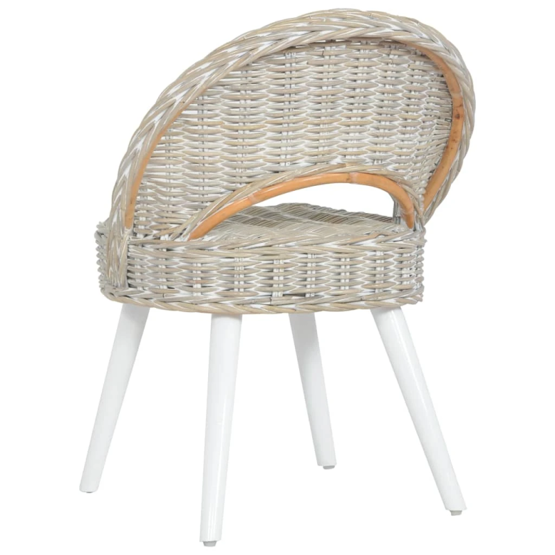 vidaXL atpūtas krēsls, Kubu rotangpalma, balta