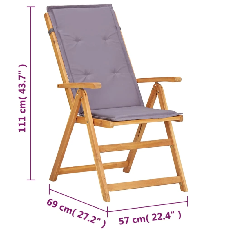 vidaXL atgāžami dārza krēsli, 2 gab., brūns akācijas masīvkoks