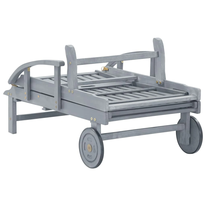 vidaXL dārza sauļošanās zvilnis, pelēks, akācijas masīvkoks