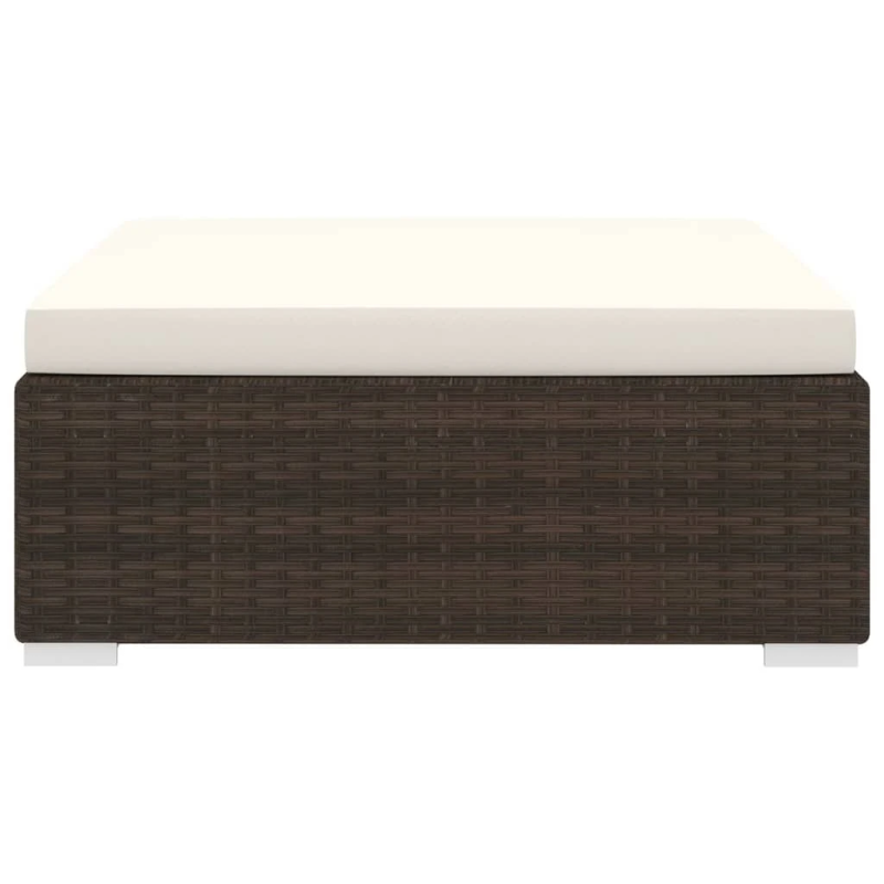 vidaXL kāju balsts ar spilvenu, 1 gab., PE rotangpalma, brūns