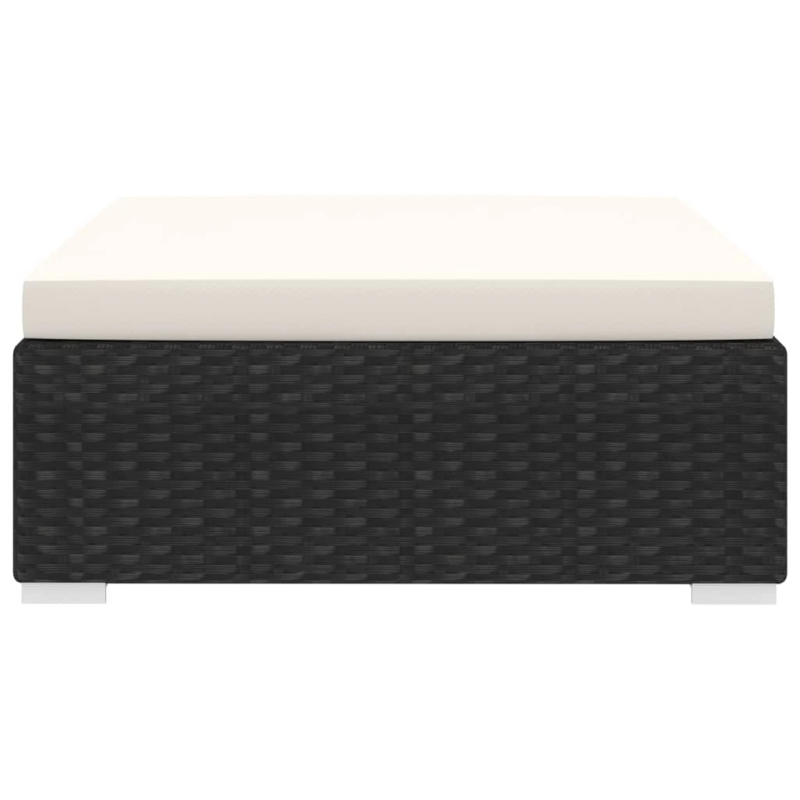 vidaXL kāju balsts ar spilvenu, 1 gab., melna PE rotangpalma