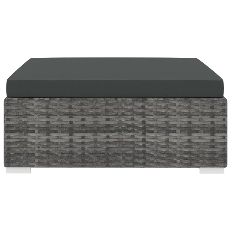 vidaXL kāju balsts ar spilvenu, 1 gab., pelēka PE rotangpalma