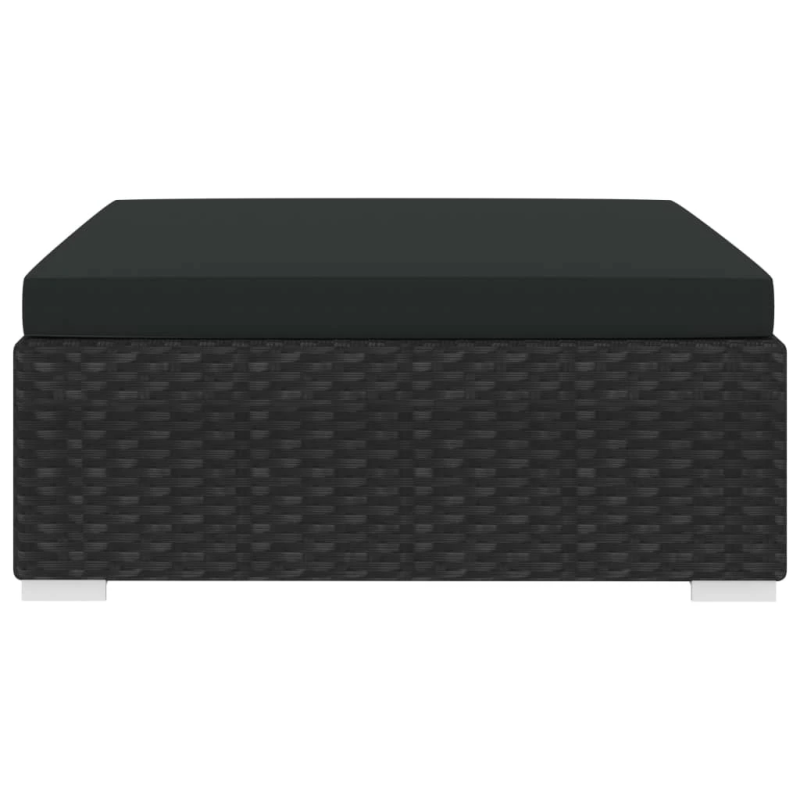 vidaXL kāju balsts ar spilvenu, 1 gab., PE rotangpalma, melns