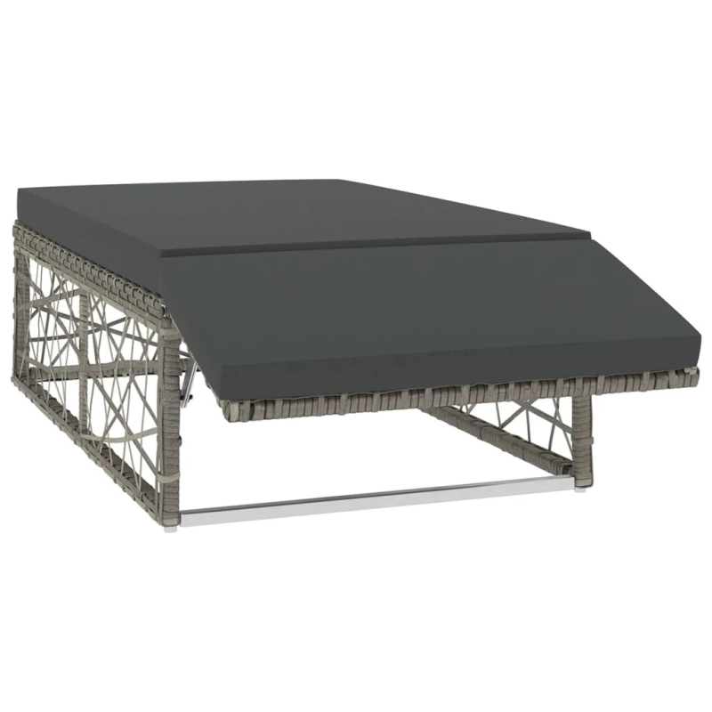 vidaXL 2-daļīgs dārza atpūtas mēbeļu komplekts ar matračiem, pelēks PE