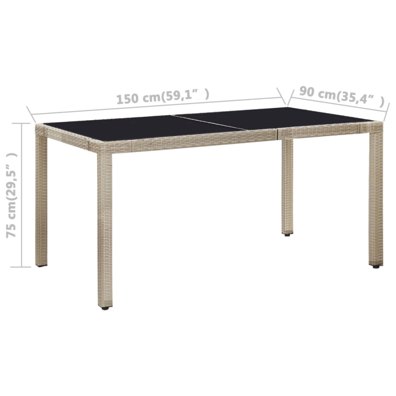 vidaXL 7-daļīgs dārza mēbeļu komplekts ar matračiem, PE pinums, bēšs