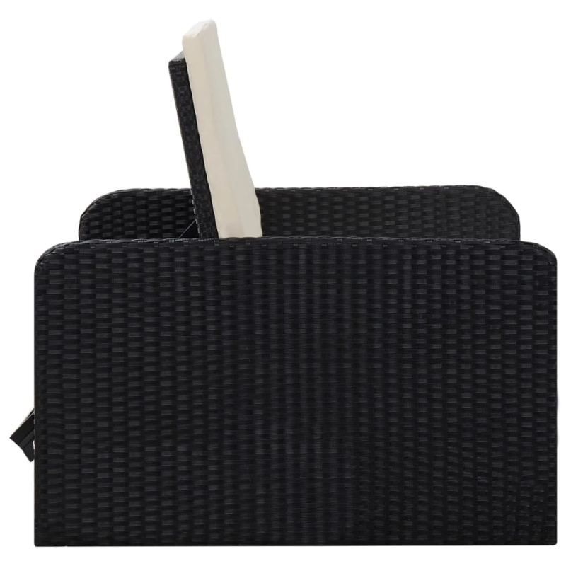 vidaXL 2-daļīgs dārza atpūtas mēbeļu komplekts ar matračiem, PE, melns