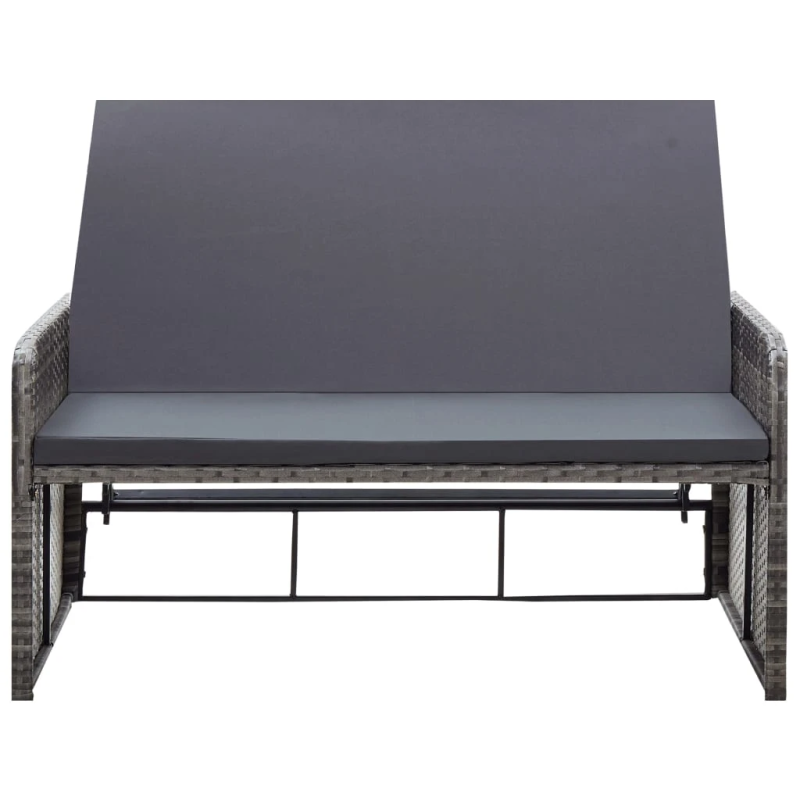 vidaXL 2-daļīgs dārza atpūtas mēbeļu komplekts ar matračiem, pelēks PE