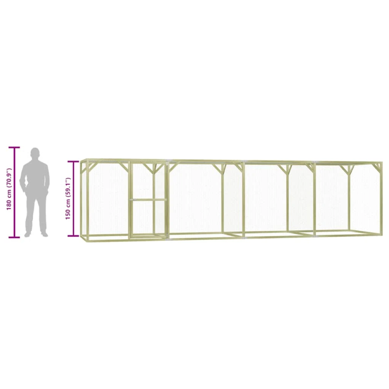 vidaXL vistu būris, 1,5x6x1,5 m, impregnēts priedes koks