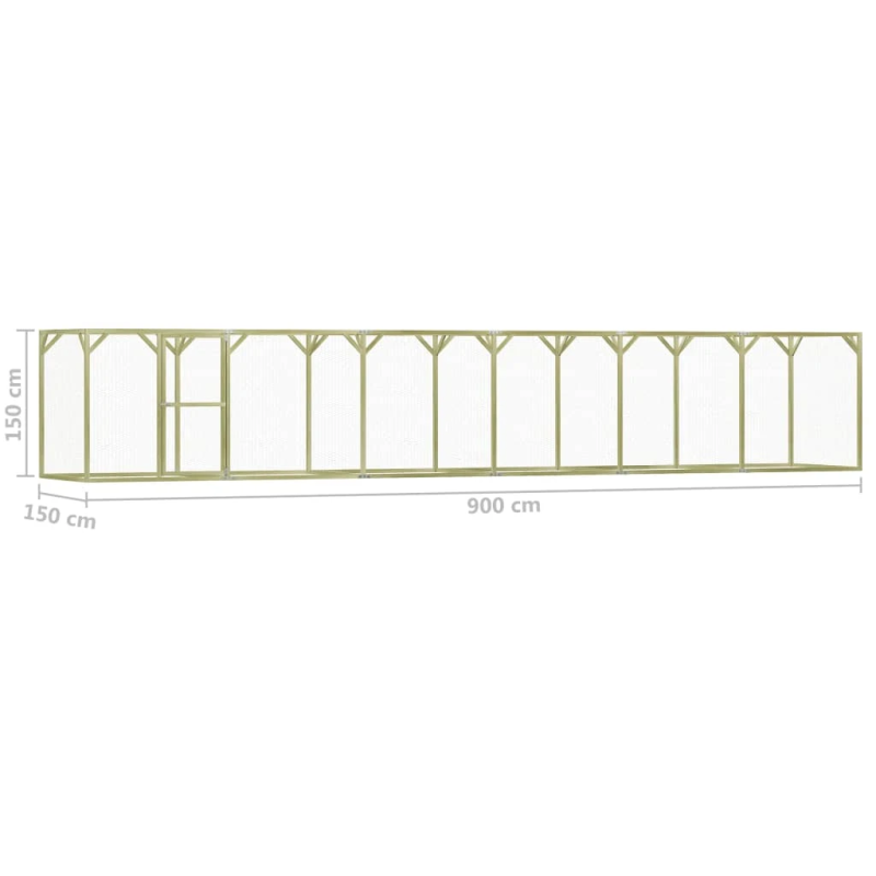 vidaXL vistu būris, 1,5x9x1,5 m, impregnēts priedes koks
