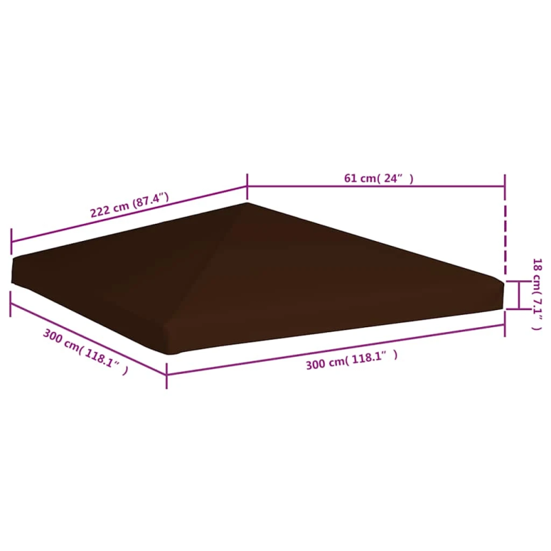 vidaXL nojumes jumta pārsegs, 310 g-m², 3x3 m, brūns