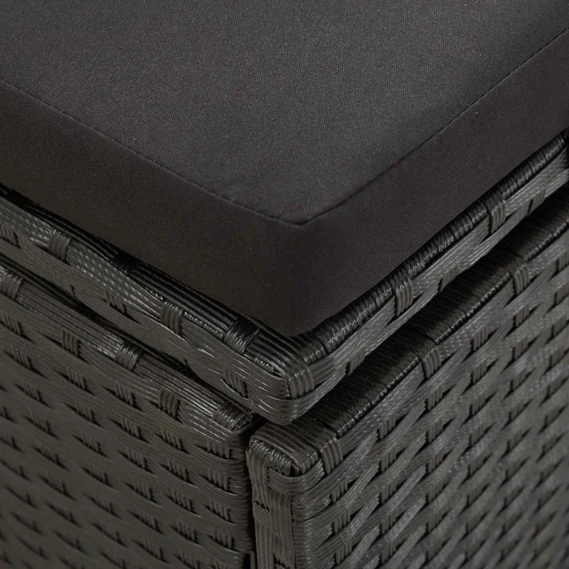 vidaXL sauļošanās gulta ar matračiem, melns PE pinums