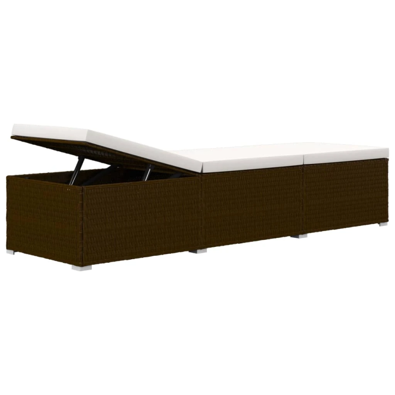 vidaXL sauļošanās zvilnis ar galdiņu, brūns, PE pinums