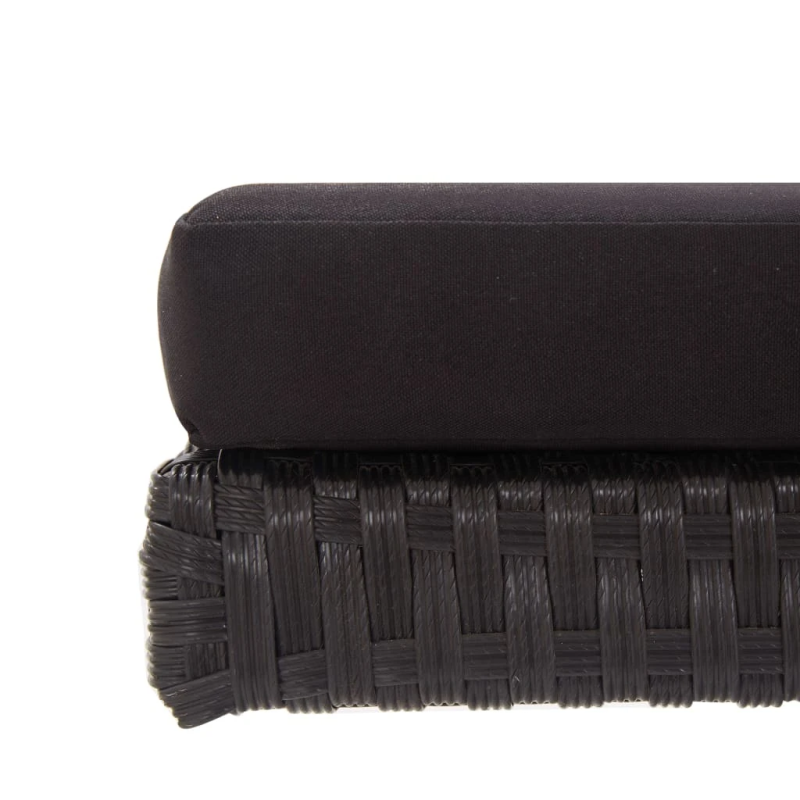 vidaXL dārza sols ar matračiem, 176 cm, melns, PE rotangpalma