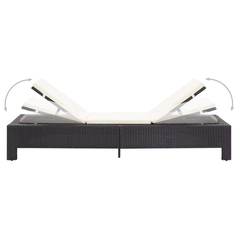 vidaXL sauļošanās gulta ar matraci, melna, PE pinums