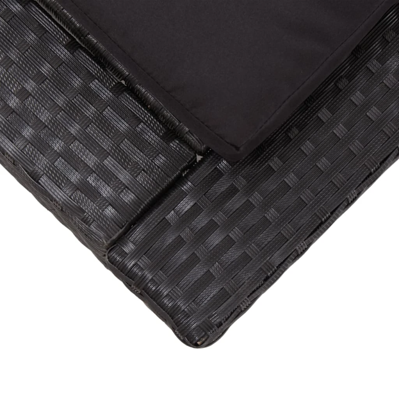 vidaXL sauļošanās gulta ar matraci, melna, PE pinums