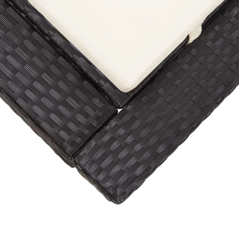 vidaXL sauļošanās gulta ar matraci, melna, PE pinums, divvietīga