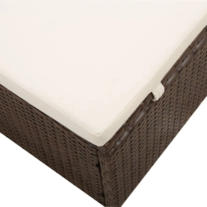 vidaXL sauļošanās zvilnis ar jumtiņu un matraci, brūna PE rotangpalma