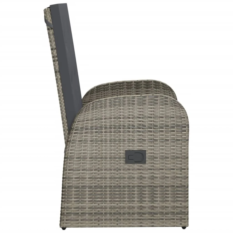 vidaXL atgāžami dārza krēsli, 2 gab., matrači, PE rotangpalma, pelēki