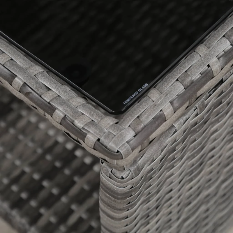 vidaXL 3-daļīgs bistro mēbeļu komplekts ar matračiem, pelēks PE