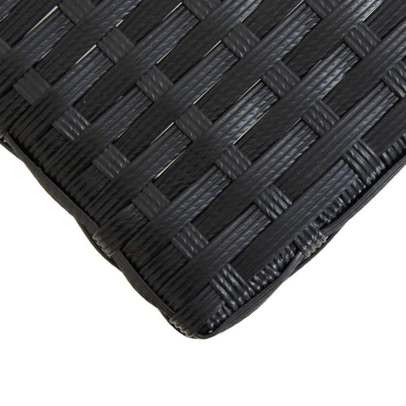 vidaXL sols, 120 cm, melna PE rotangpalma, akācijas masīvkoks