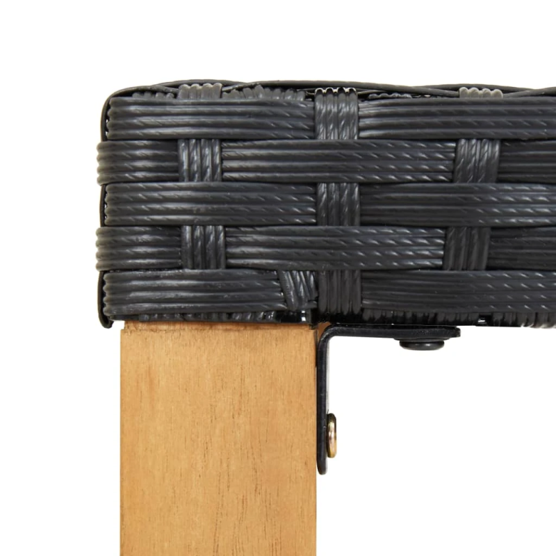 vidaXL sols, 120 cm, melna PE rotangpalma, akācijas masīvkoks