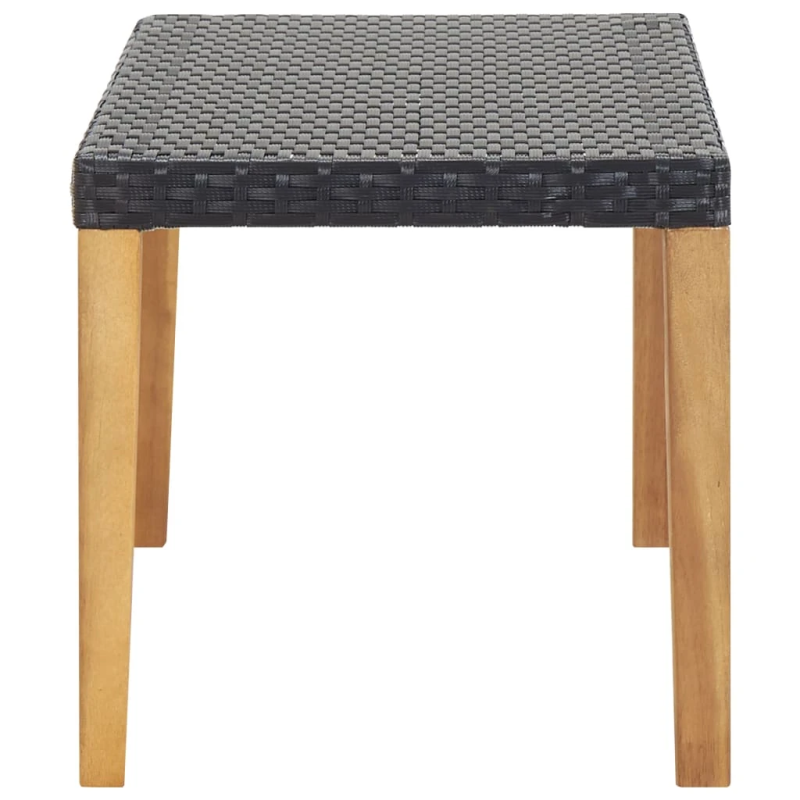 vidaXL sols, 120 cm, melna PE rotangpalma, akācijas masīvkoks