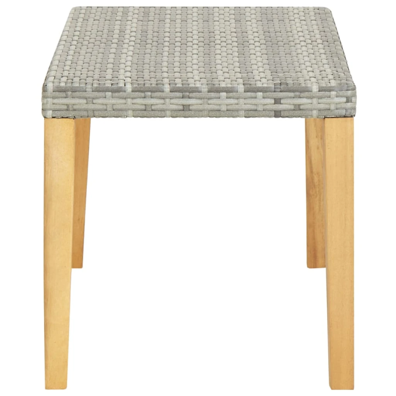 vidaXL sols, 120 cm, pelēka PE rotangpalma, akācijas masīvkoks