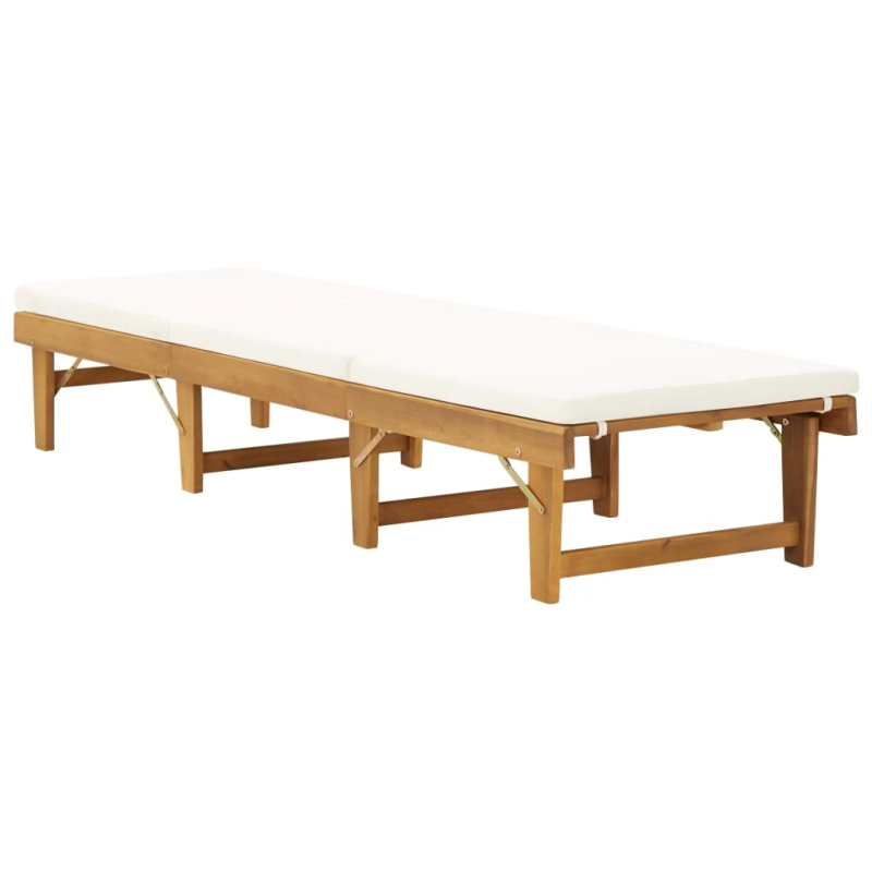 vidaXL sauļošanās zvilnis ar matraci, salokāms, akācijas masīvkoks