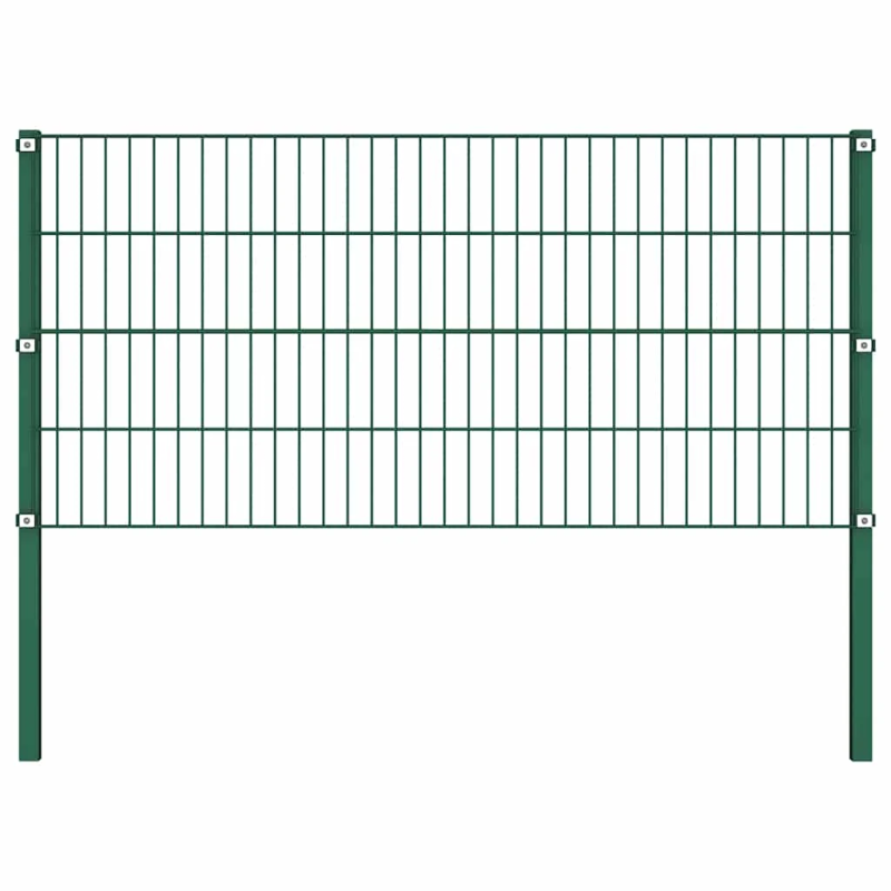 vidaXL žoga panelis ar stabiem, dzelzs, 694,5x80 cm, zaļš