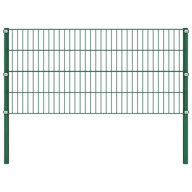 vidaXL žoga panelis ar stabiem, dzelzs, 867x80 cm, zaļš