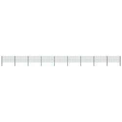 vidaXL žoga panelis ar stabiem, dzelzs, 1557,5x80 cm, zaļš