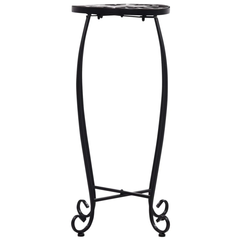 vidaXL mozaīkas galdi, 3 gab., melni ar baltu, keramika