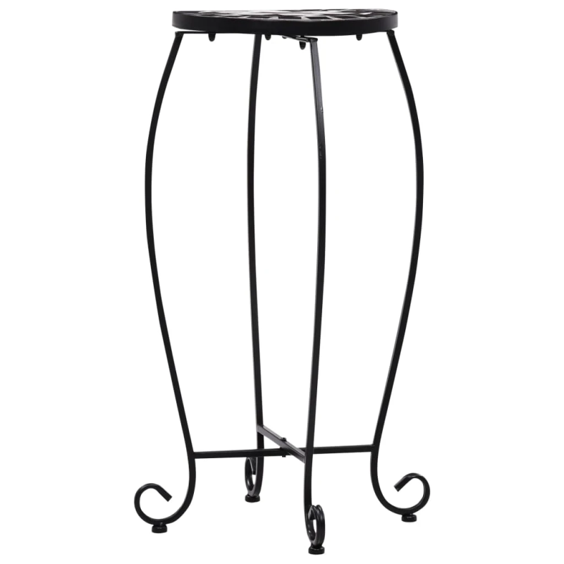 vidaXL mozaīkas galdi, 3 gab., melni ar baltu, keramika