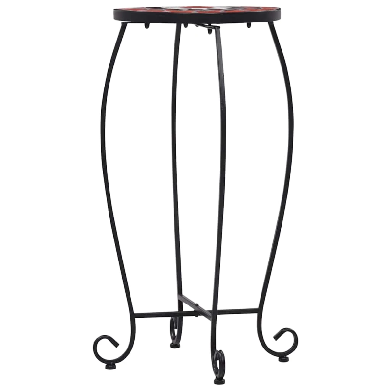 vidaXL mozaīkas galdi, 3 gab., sarkanbrūni ar baltu, keramika