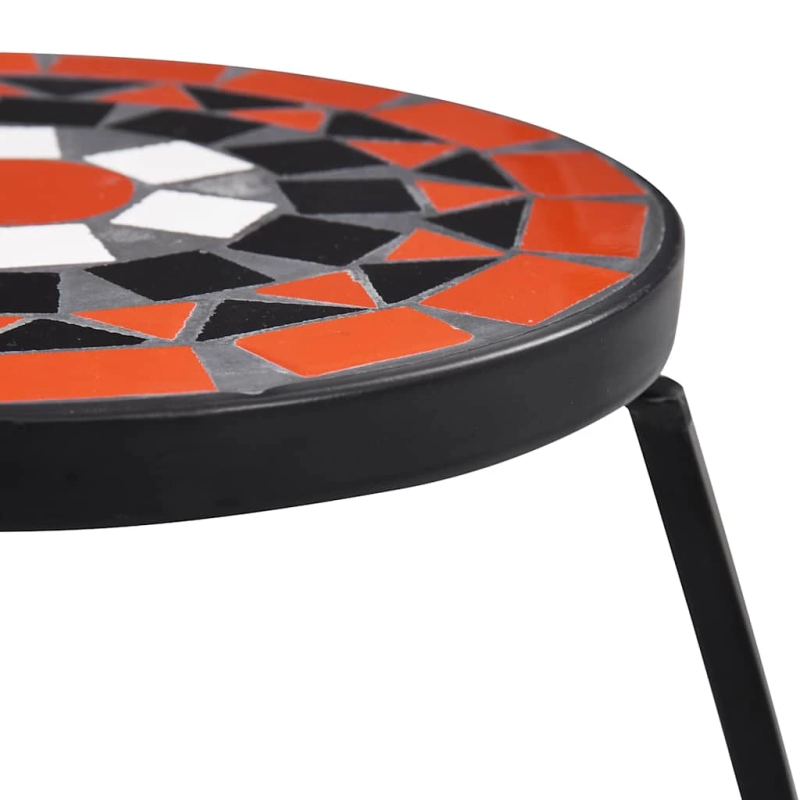 vidaXL mozaīkas galdi, 3 gab., sarkanbrūni ar baltu, keramika