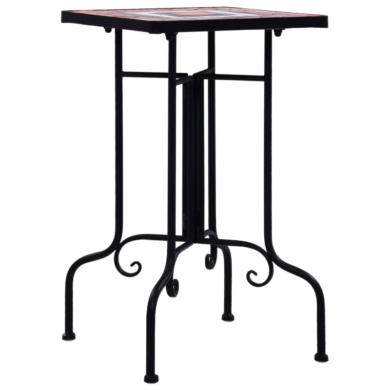 vidaXL mozaīkas galdiņš, sarkanbrūns ar baltu, keramika