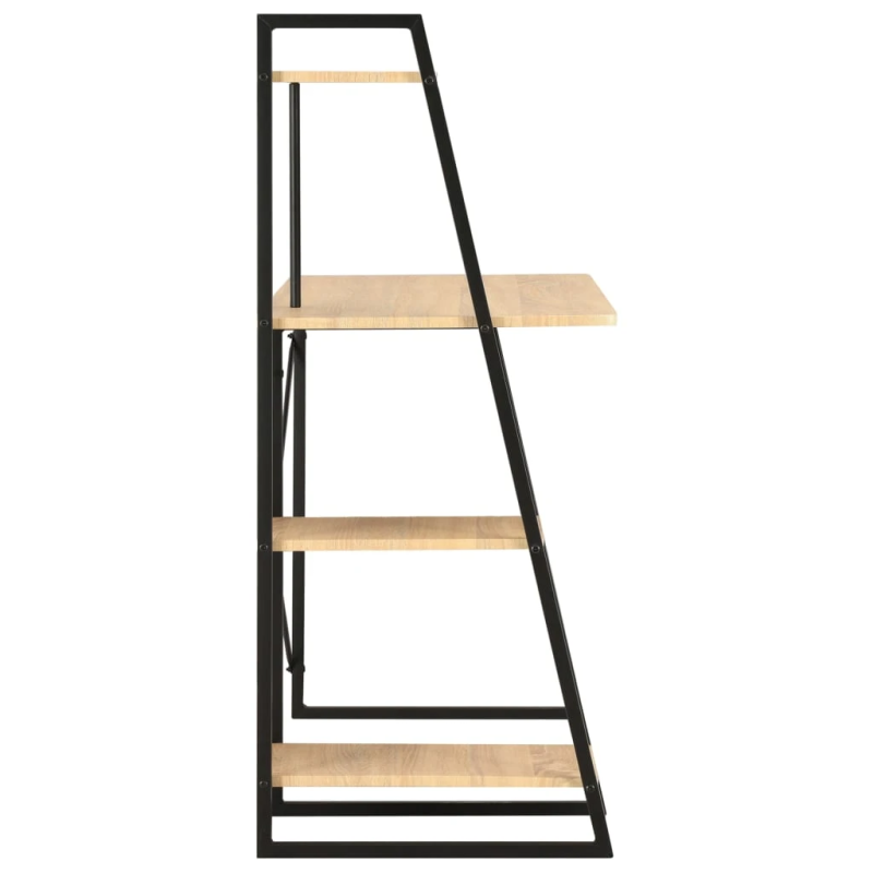 vidaXL rakstāmgalds ar plauktiem, melns un ozolkoka, 102x50x117 cm