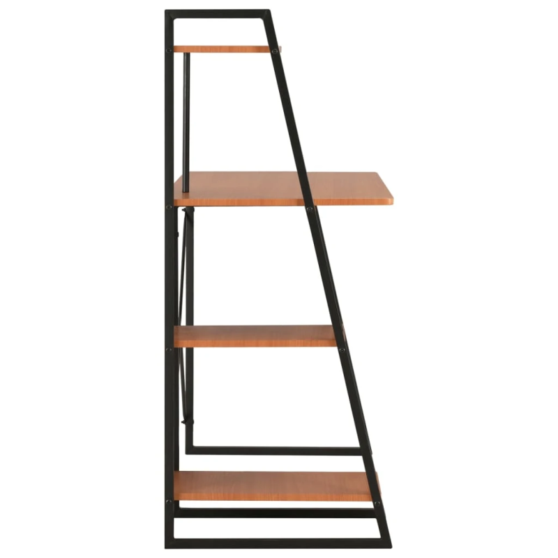 vidaXL rakstāmgalds ar plauktiem, melns un brūns, 102x50x117 cm