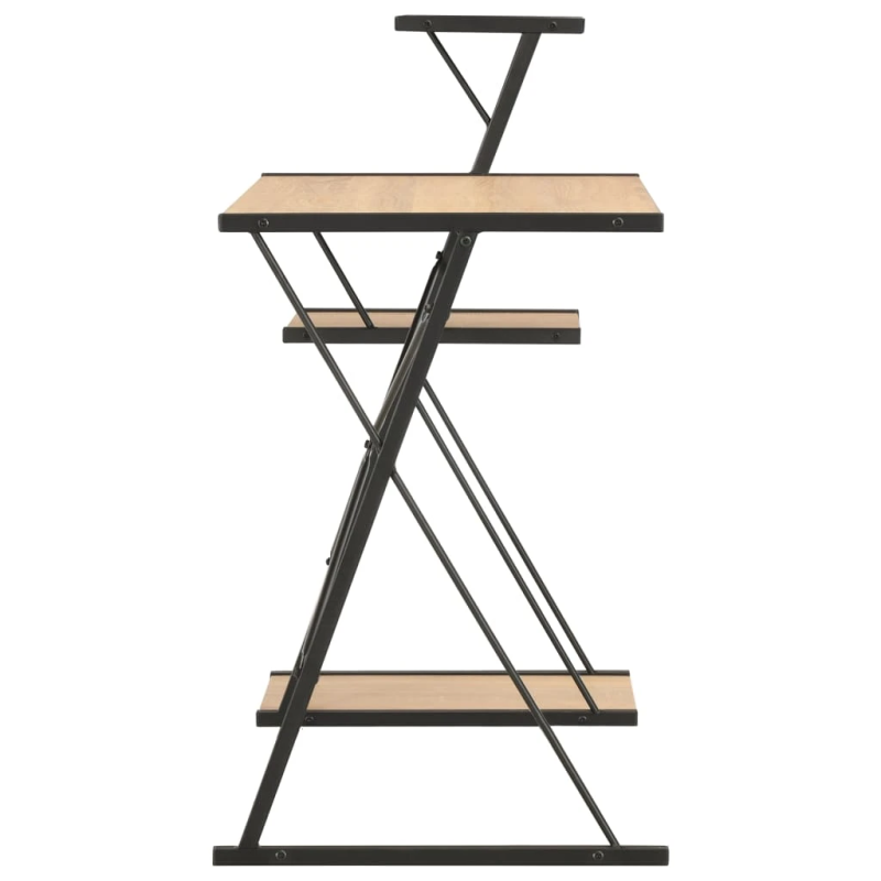 vidaXL rakstāmgalds ar plauktu, melna, ozolkoka krāsa, 116x50x93 cm